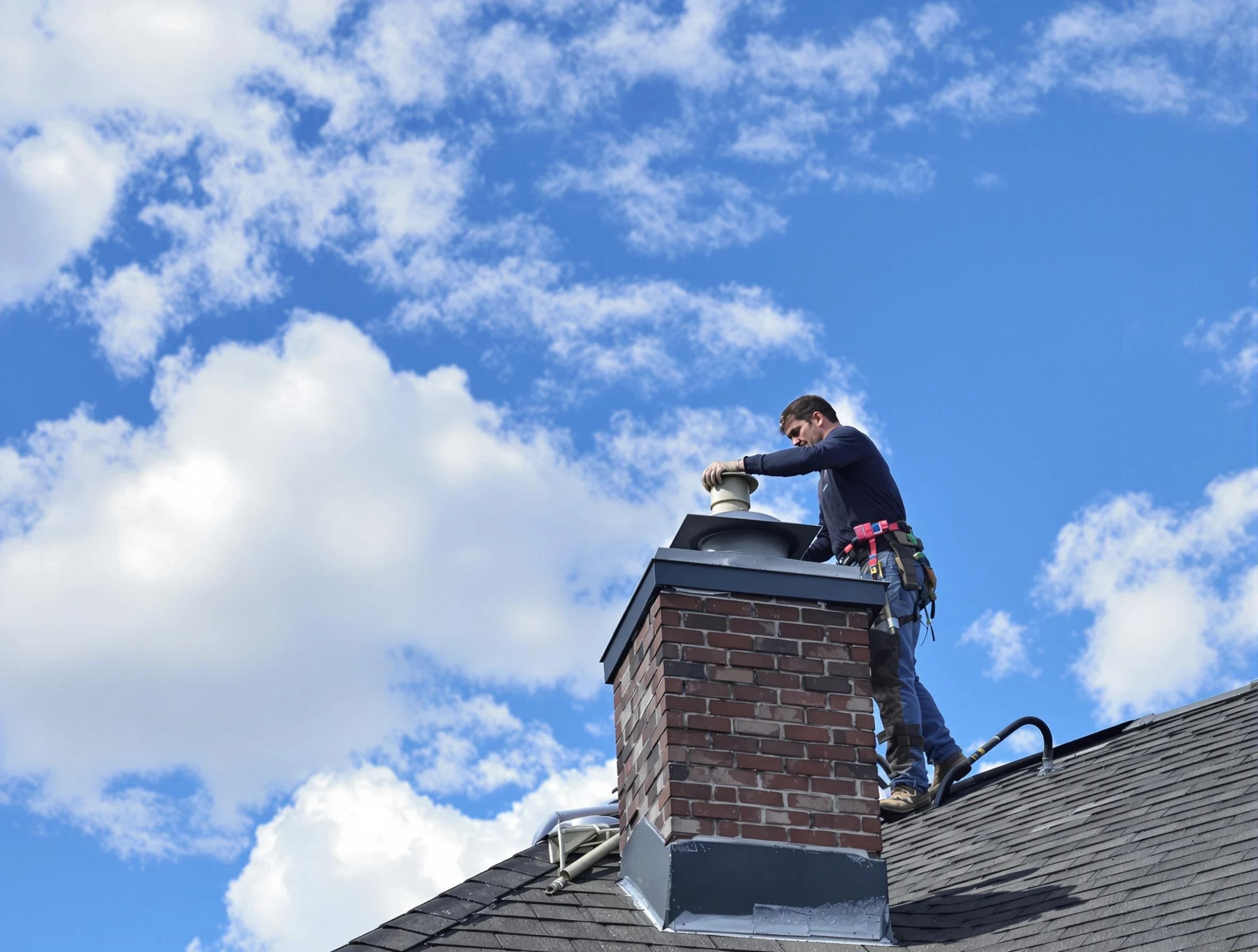 Milton Chimney Sweep installing a sturdy chimney cap in Milton, MA