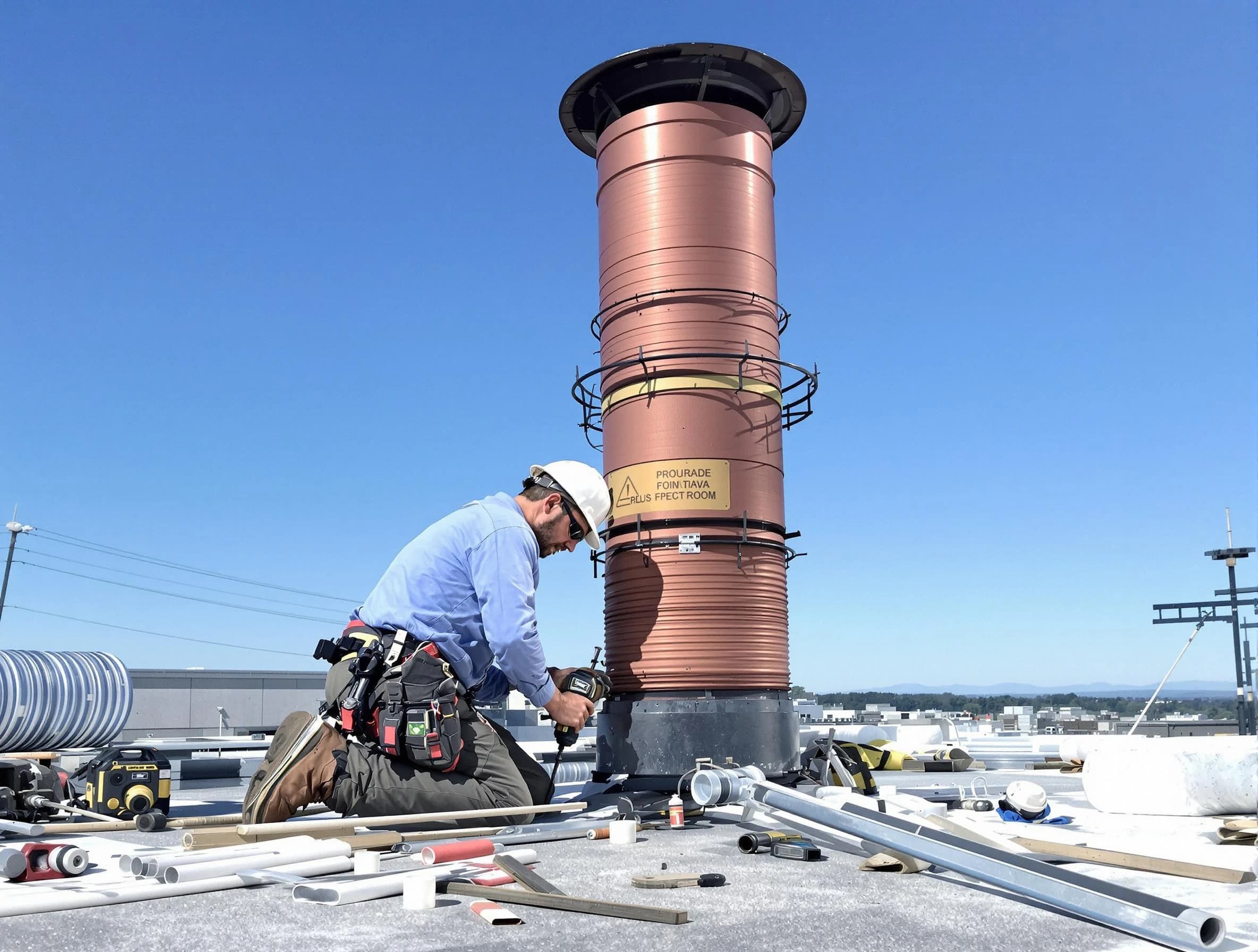 Installed chimney liner by Milton Chimney Sweep in Milton, MA