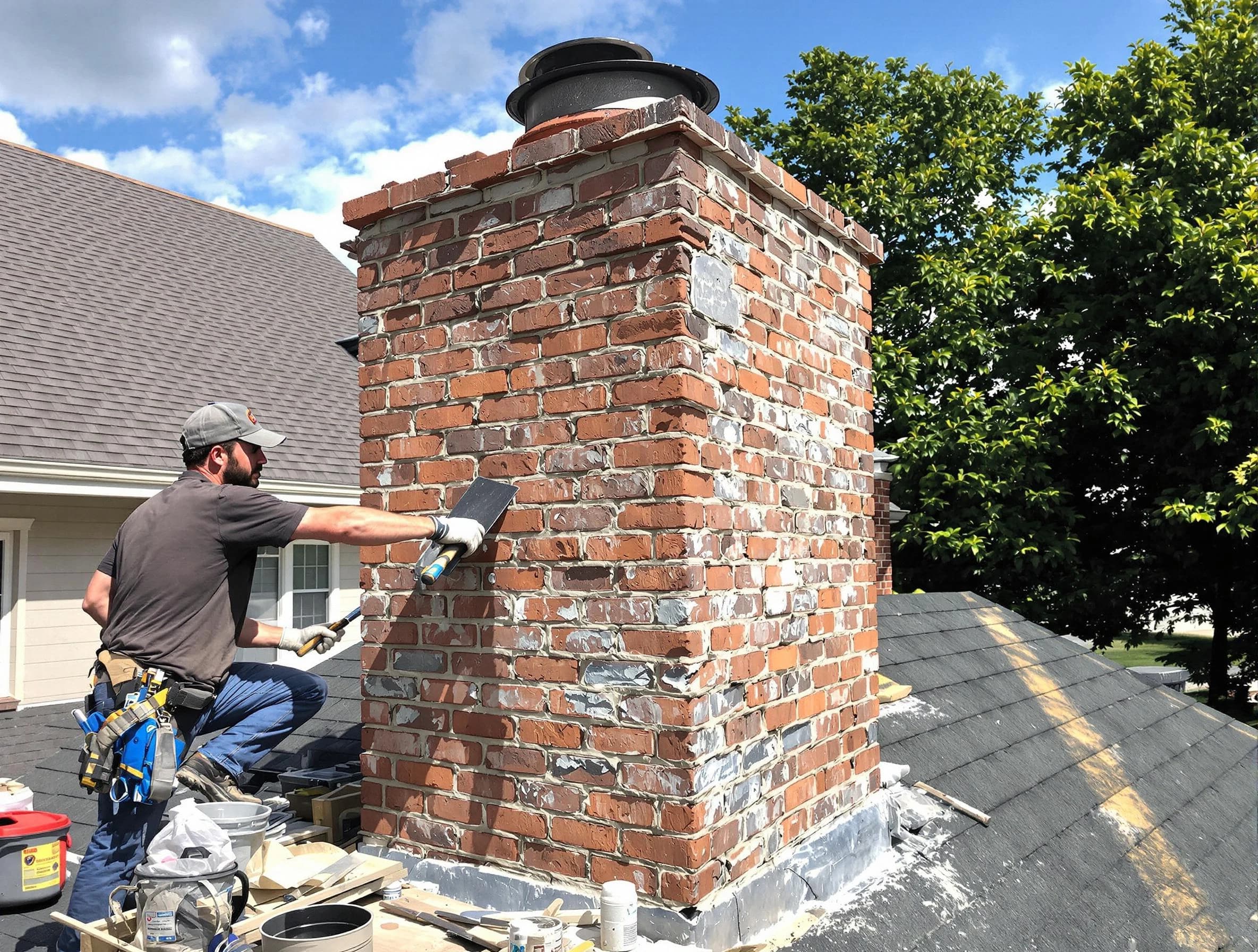 Completed chimney rebuild by Milton Chimney Sweep in Milton, MA