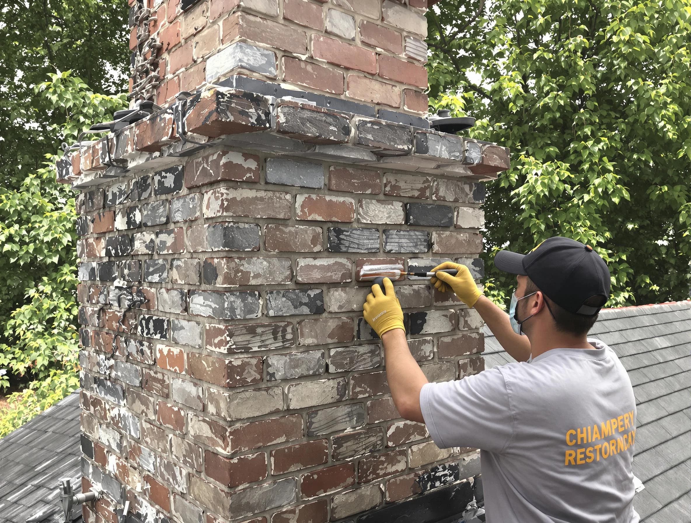 In-progress chimney restoration by Milton Chimney Sweep in Milton, MA