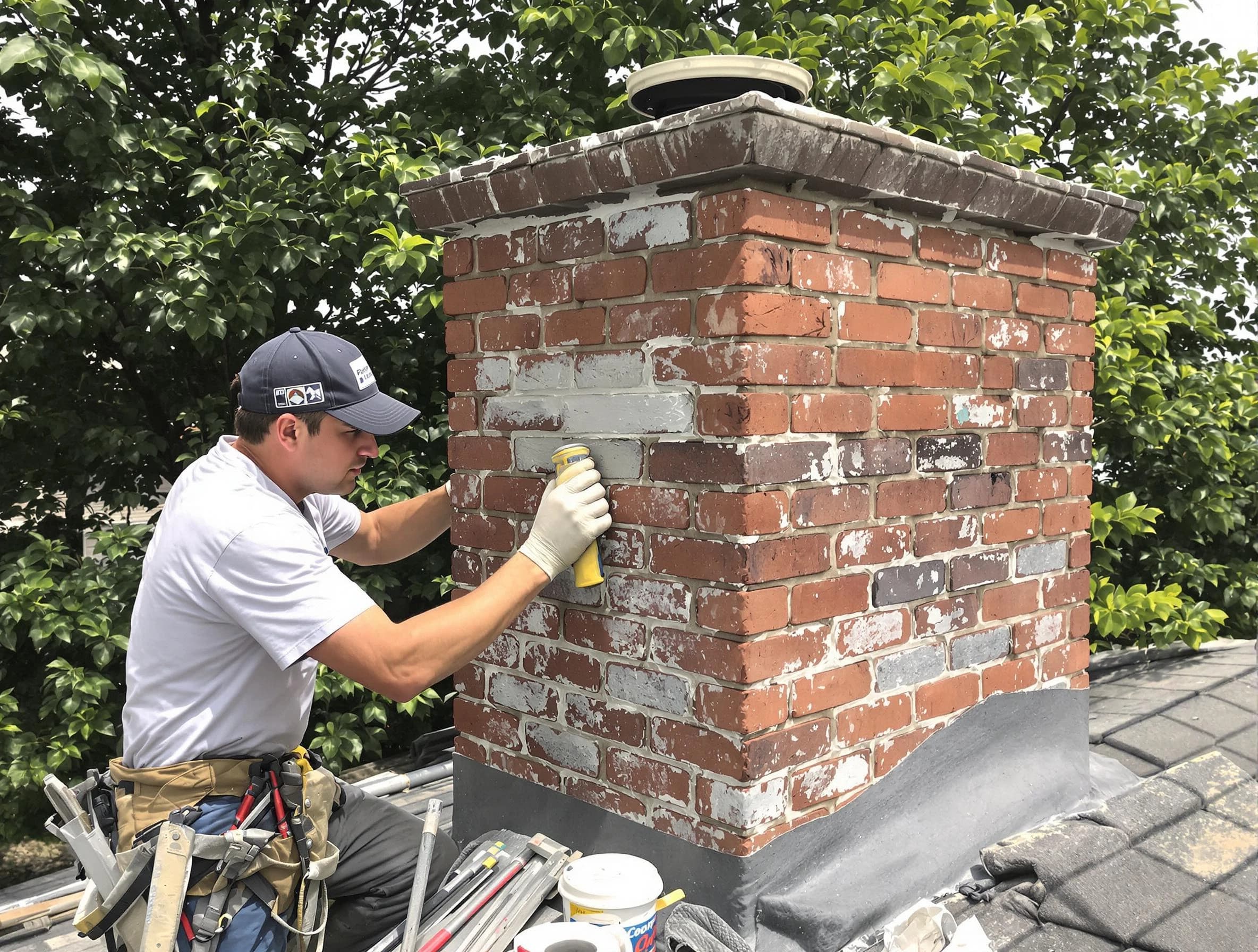 Milton Chimney Sweep restoring an aging chimney in Milton, MA