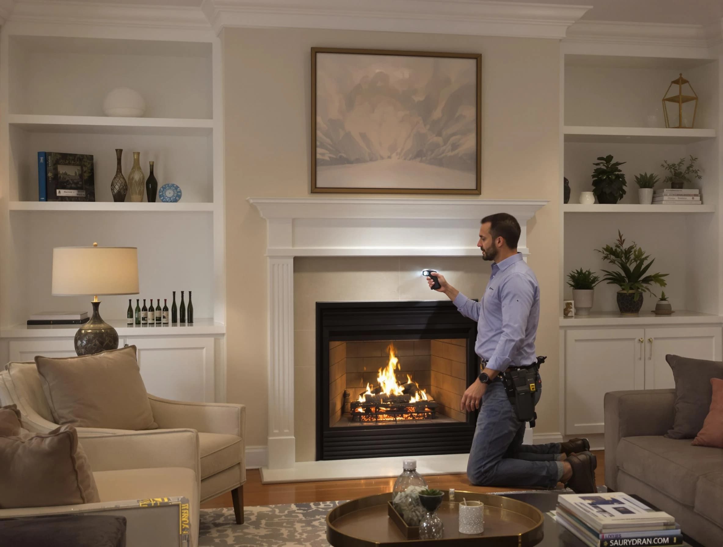 Milton Chimney Sweep conducting a fireplace safety inspection in Milton, MA