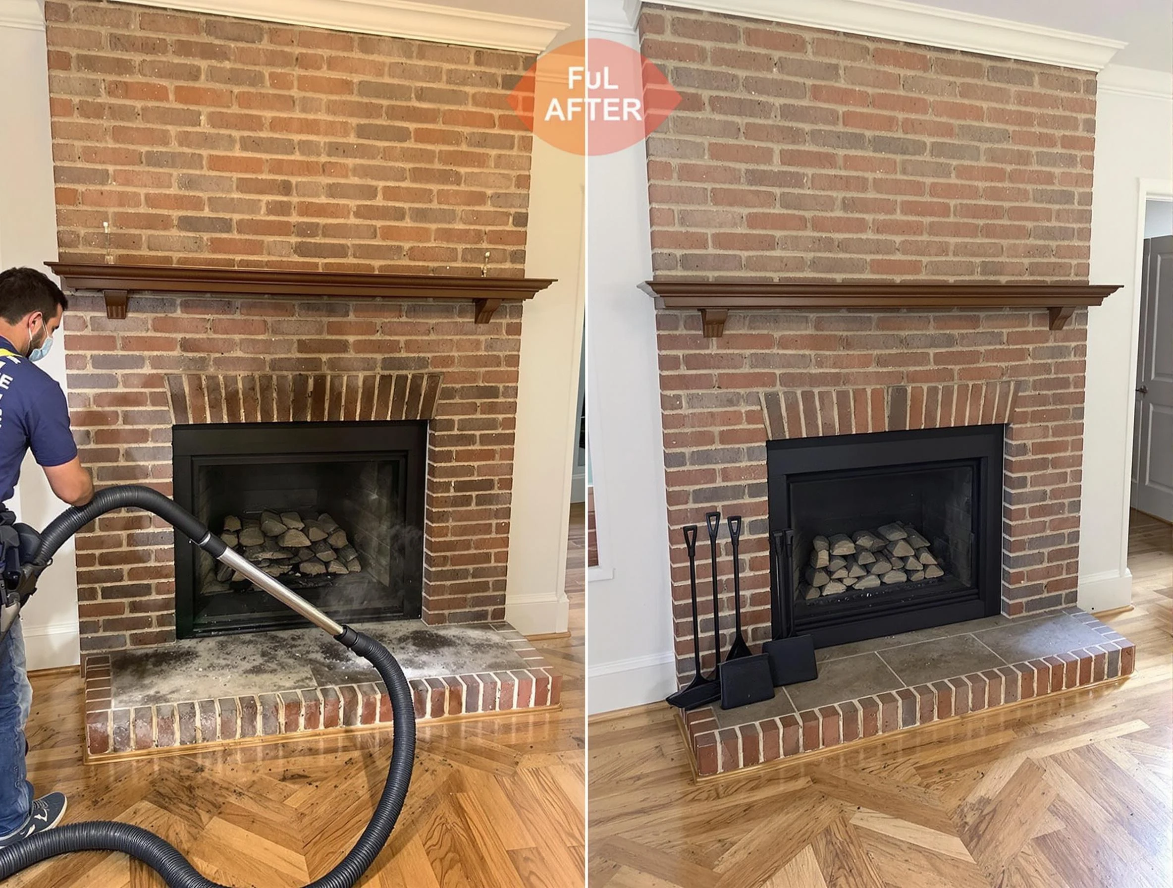 Milton Chimney Sweep carefully sanitizing a fireplace in Milton, MA