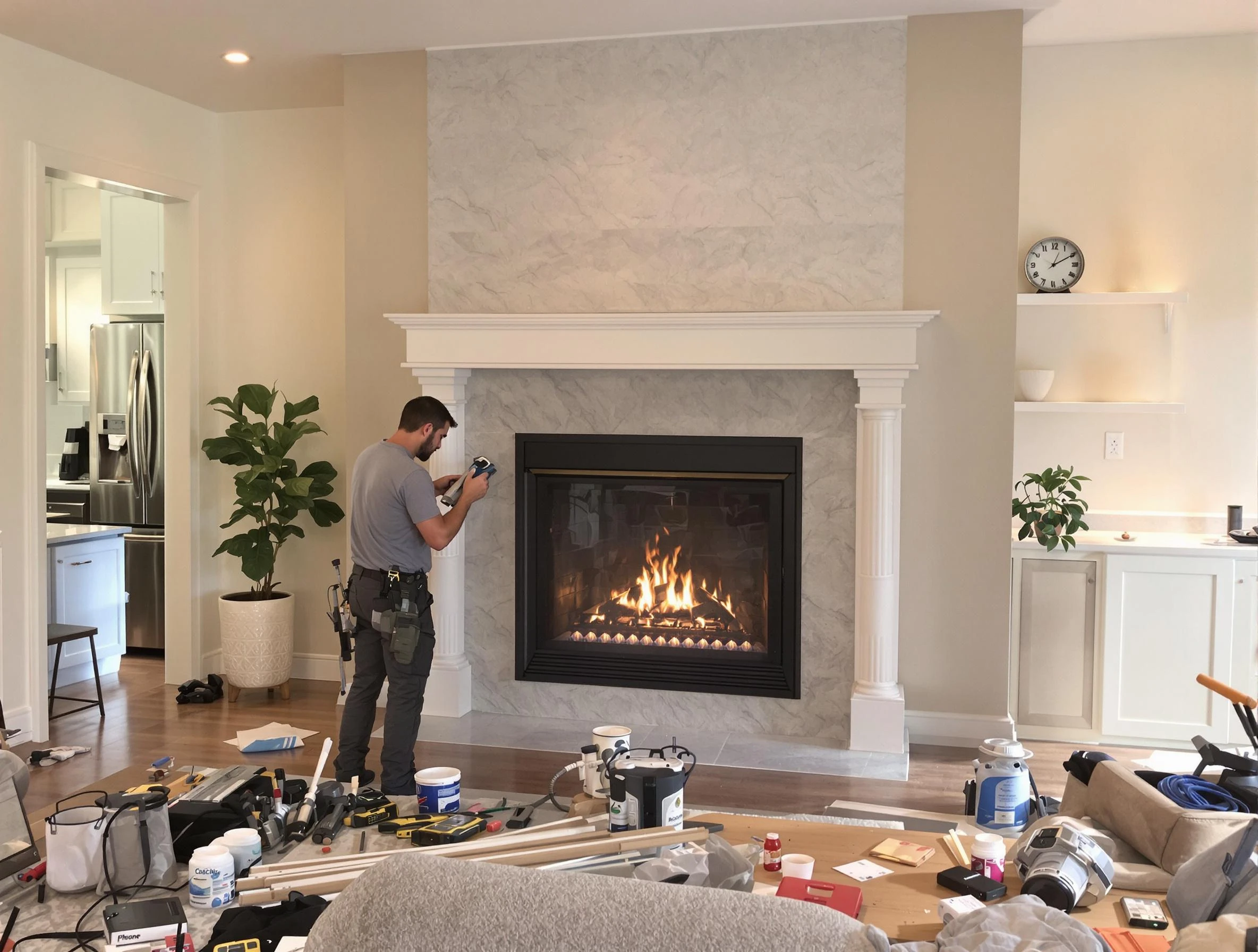 Newly installed fireplace by Milton Chimney Sweep in Milton, MA